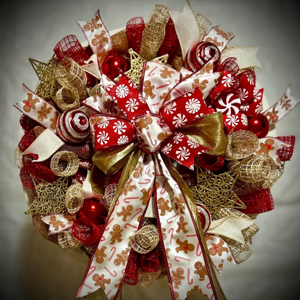Gingerbread Christmas wreath large 22”